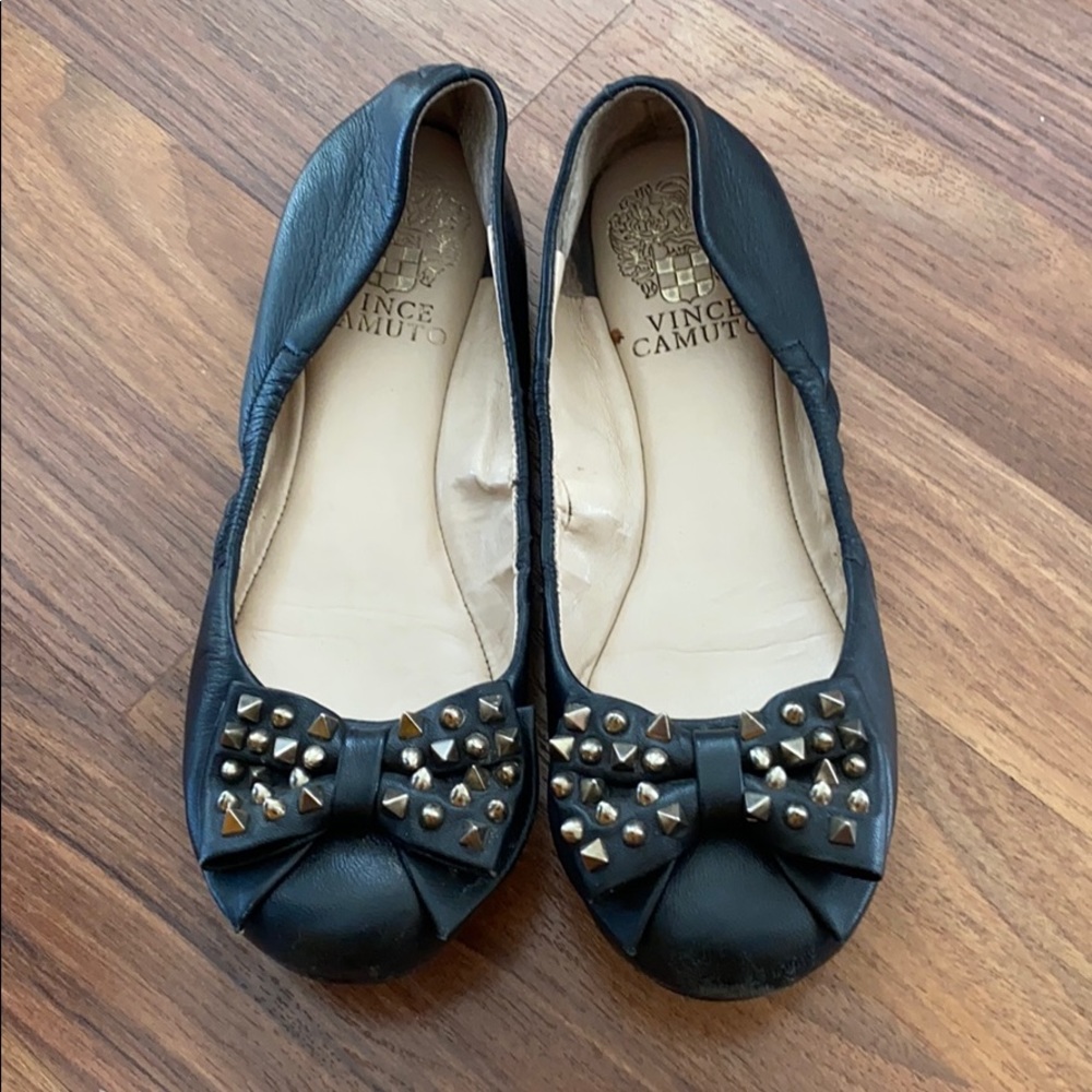 Vince Camuto Bow Studded Leather Flats